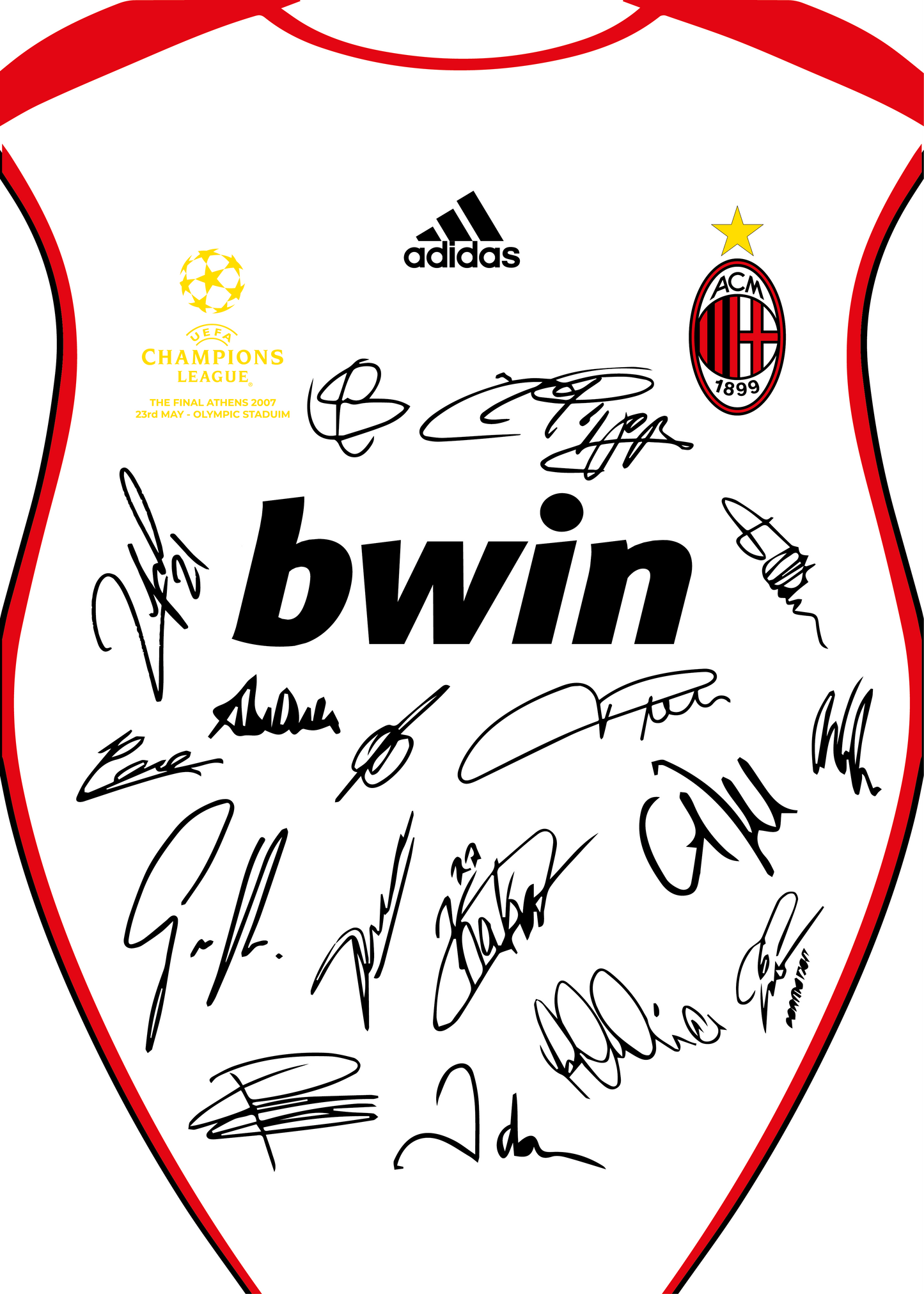 AC Milan UEFA Champions League Final 2007 Squad Signed Frame