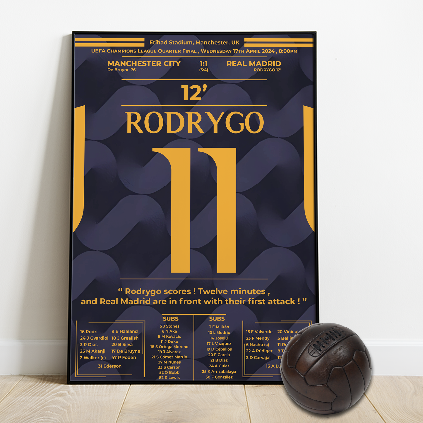 Rodrygo's Goal against Man city in the UCL quarter final 2024