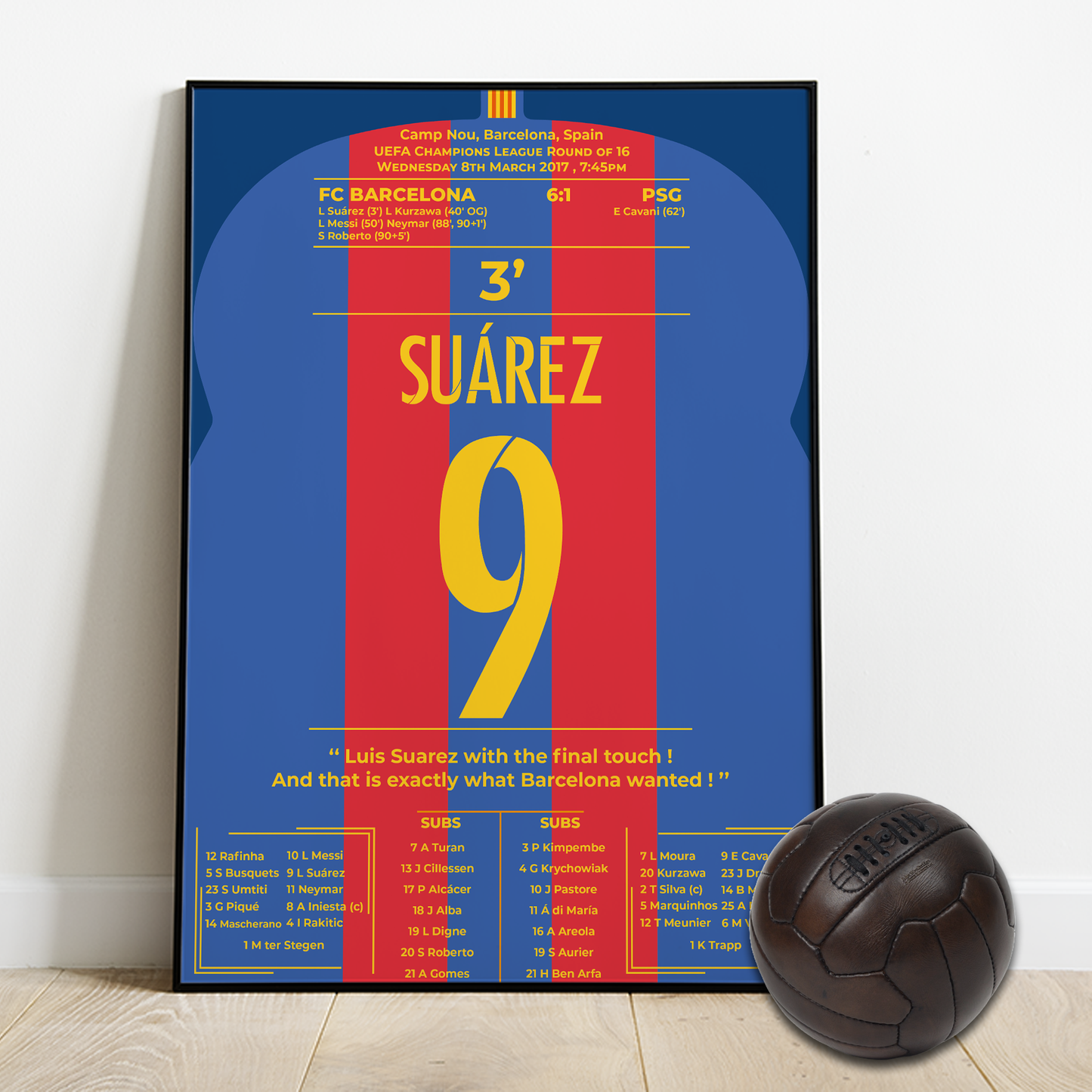 Suarez's goal with Barcelona against PSG in the UCL round of 16