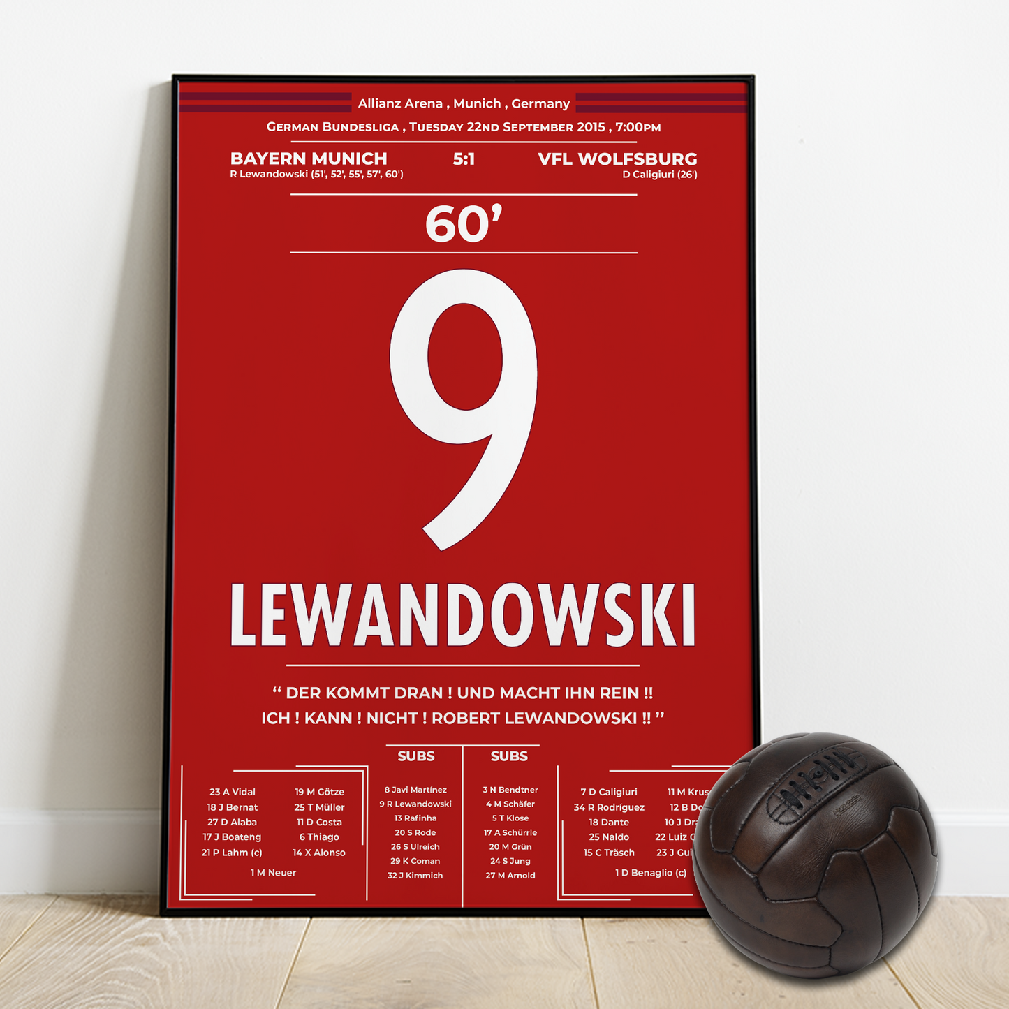 LEWANDOWSKI's 5 goals for Bayern vs VFL WOLFSBURG - BUNDESLIGA 2015