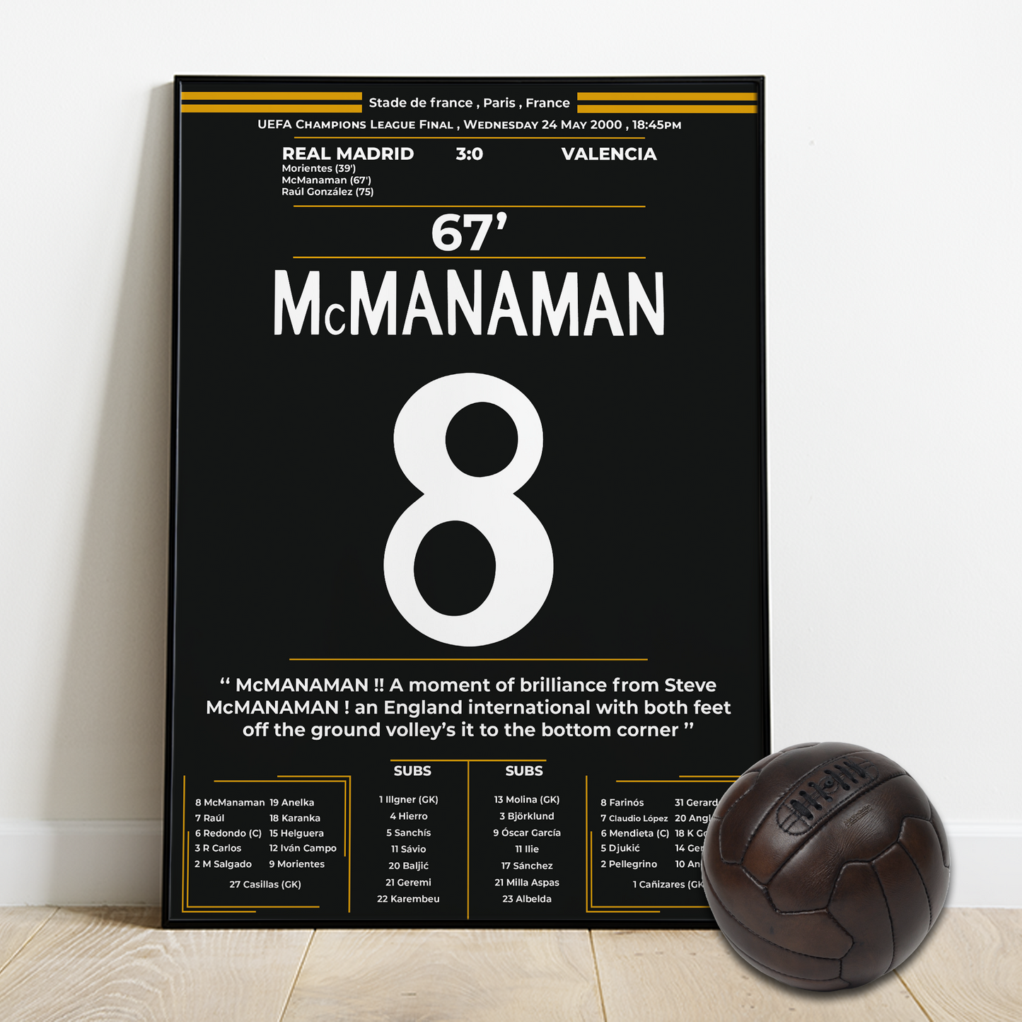McManaman's volley with Madrid Vs Valencia in the UCL final 2000