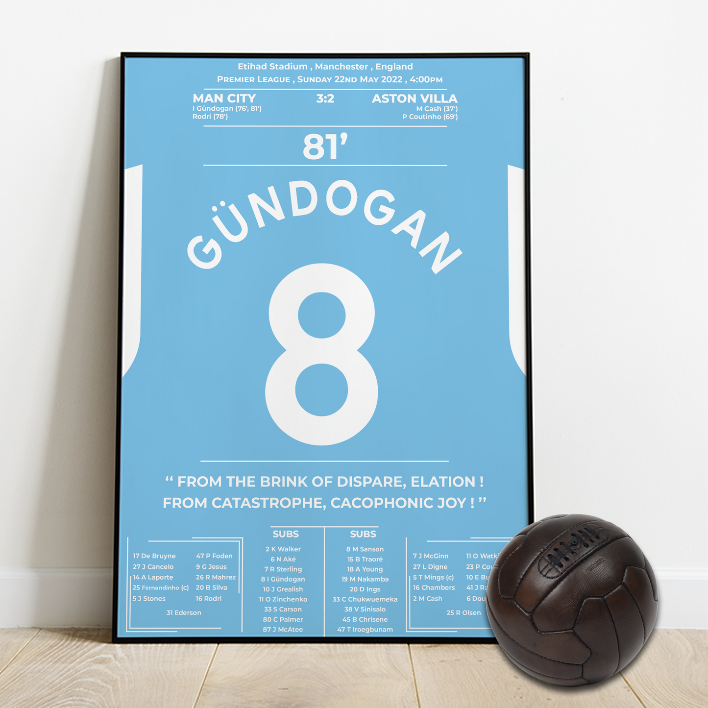 GUNDOGAN's goals for MAN CITY vs ASTON VILLA - Premier league 2022