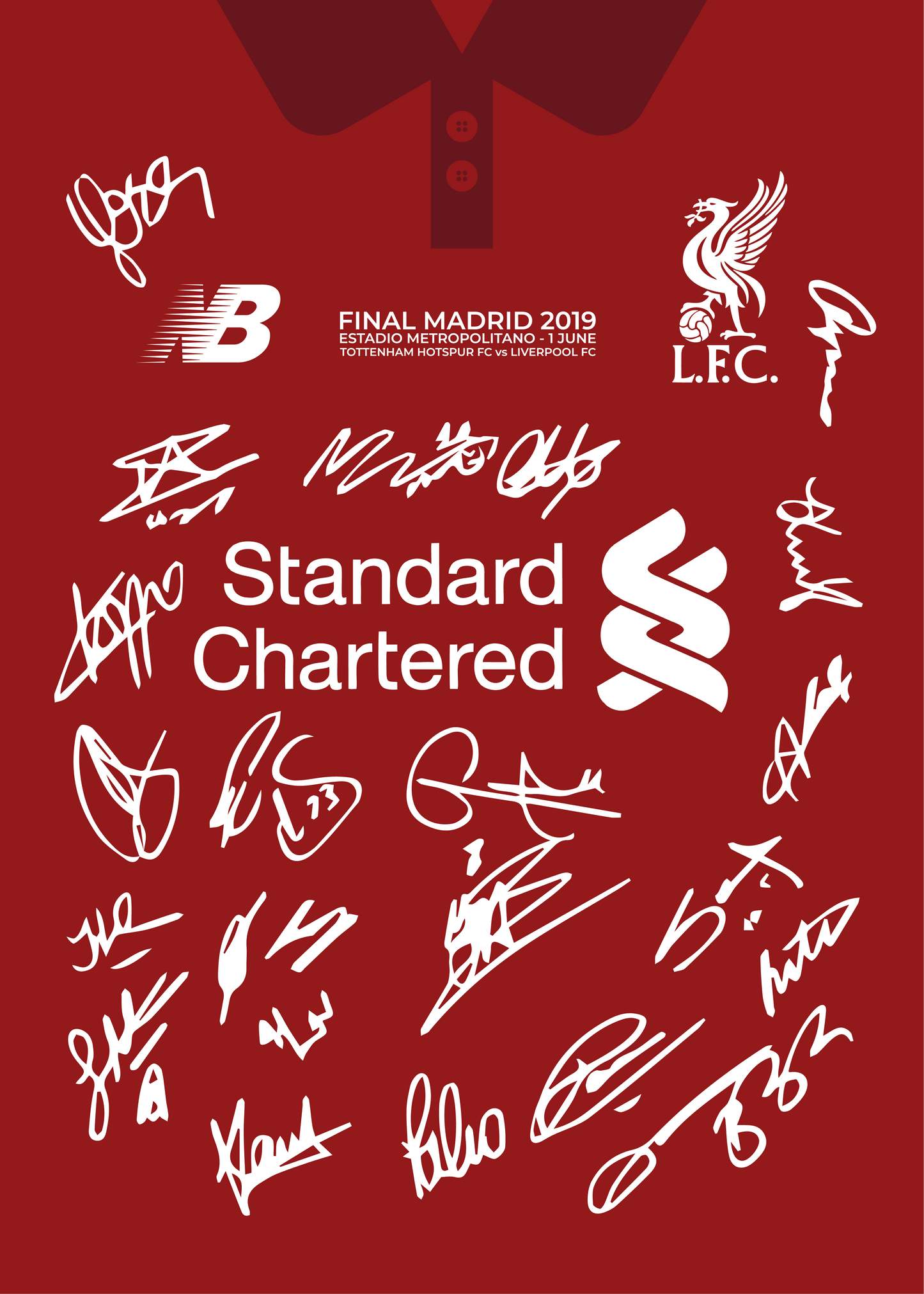 Liverpool FC UEFA Champions League Final 2019 Squad Signed Frame