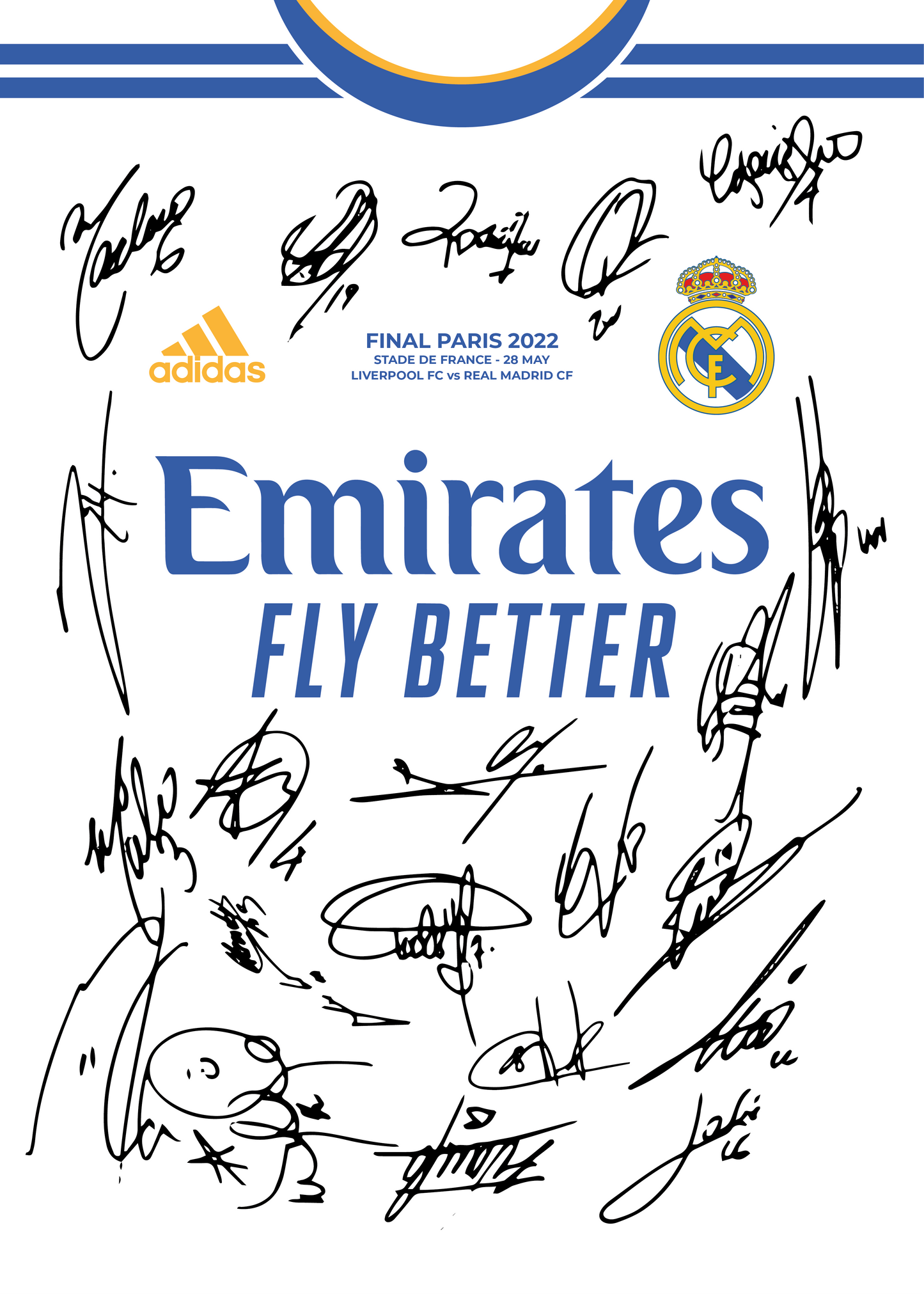 Real Madrid UEFA Champions League Final 2022 Squad Signed Frame