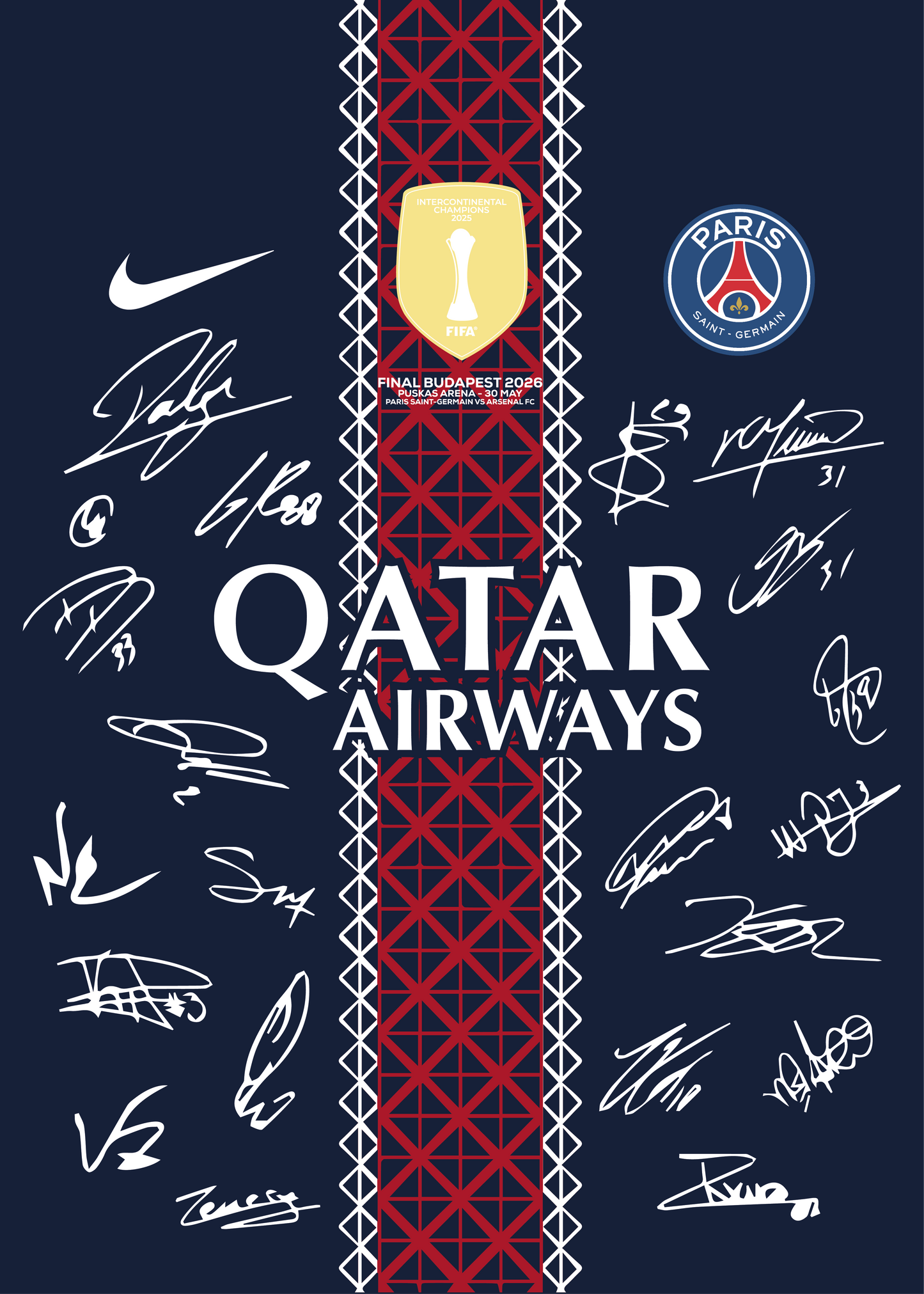 Paris Saint-Germain F.C. UEFA Champions League Final 2026 Signed Jersey Frame