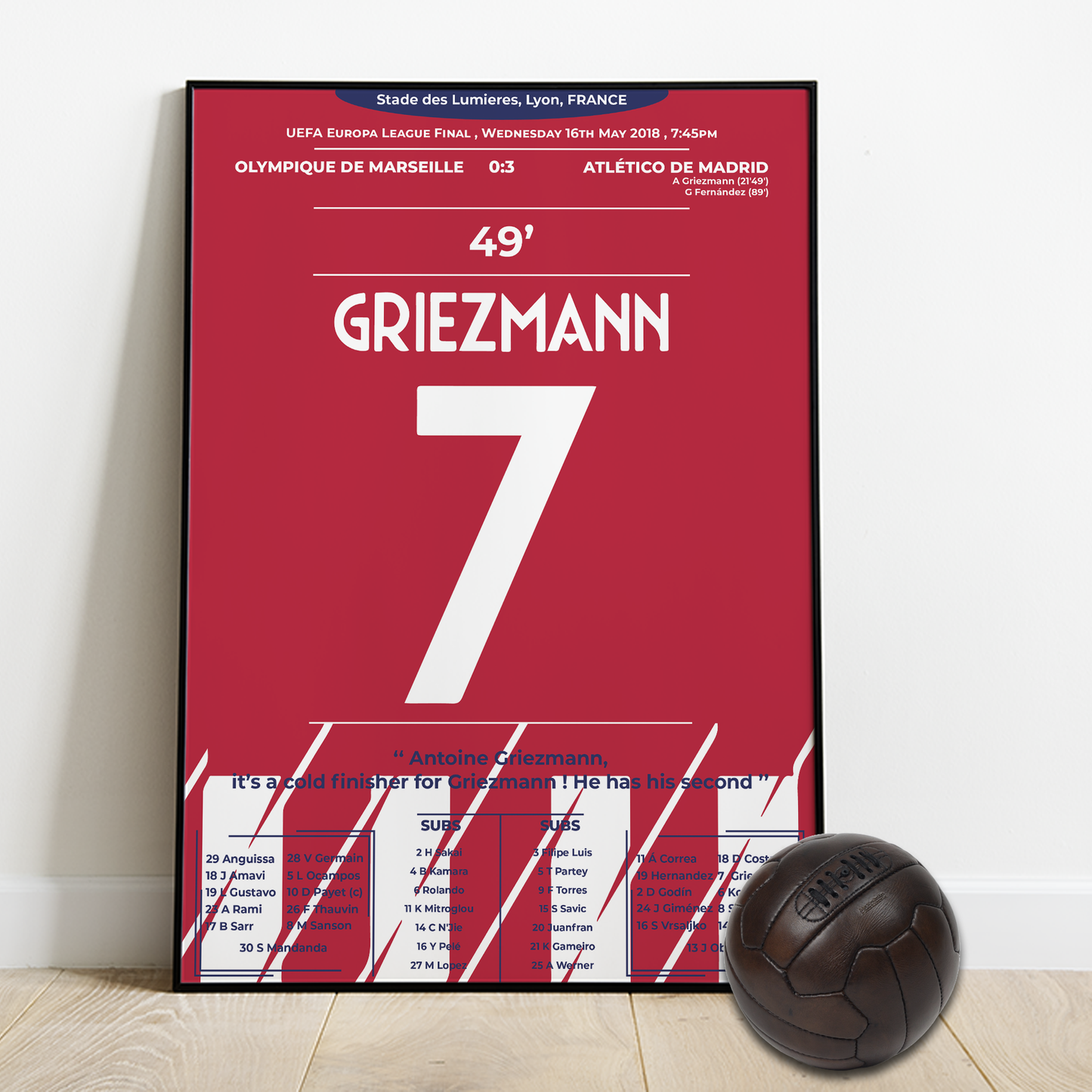 Griezmann scores two goals and wins the Europa league for Atlético de Madrid - 2018