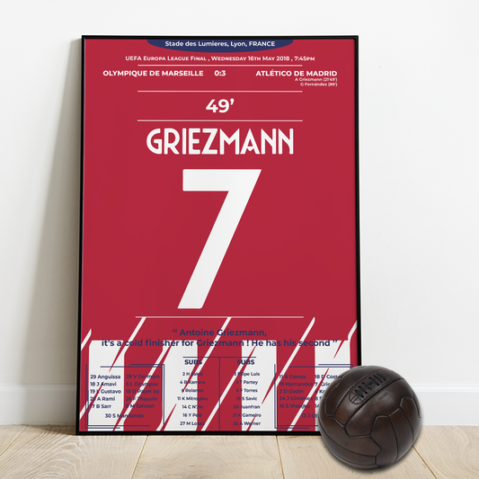 Griezmann scores two goals and wins the Europa league for Atlético de Madrid - 2018