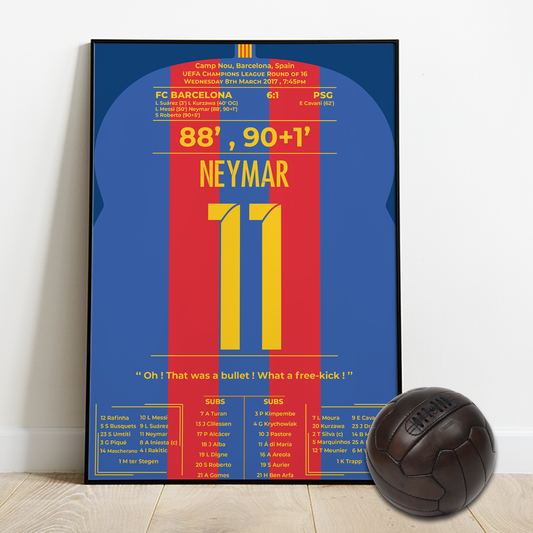 Neymar scores two goals against PSG in the UCL round of 16 - 2017