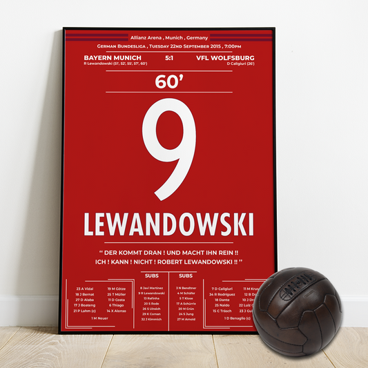 LEWANDOWSKI's 5 goals for Bayern vs VFL WOLFSBURG - BUNDESLIGA 2015