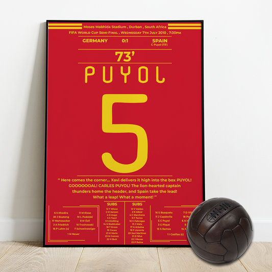 PUYOL's Goal for Spain vs Germany - World cup semi final 2010