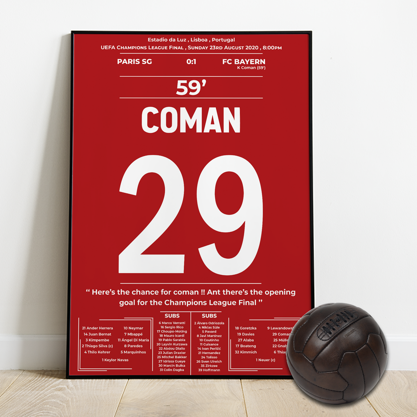 Coman's goal for Bayern vs PSG - UCL final 2020