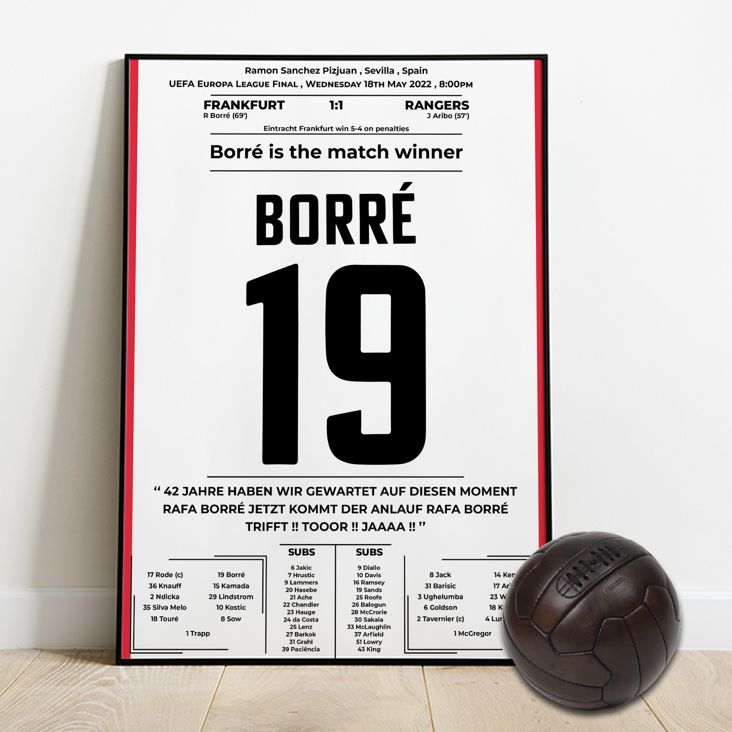 Borré wins the EUROPA League for FRANKFURT vs RANGERS - 2022