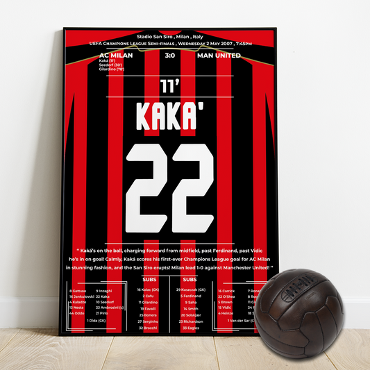 KAKA's Goal for AC Milan vs MAN UTD - UCL semi-final 2007