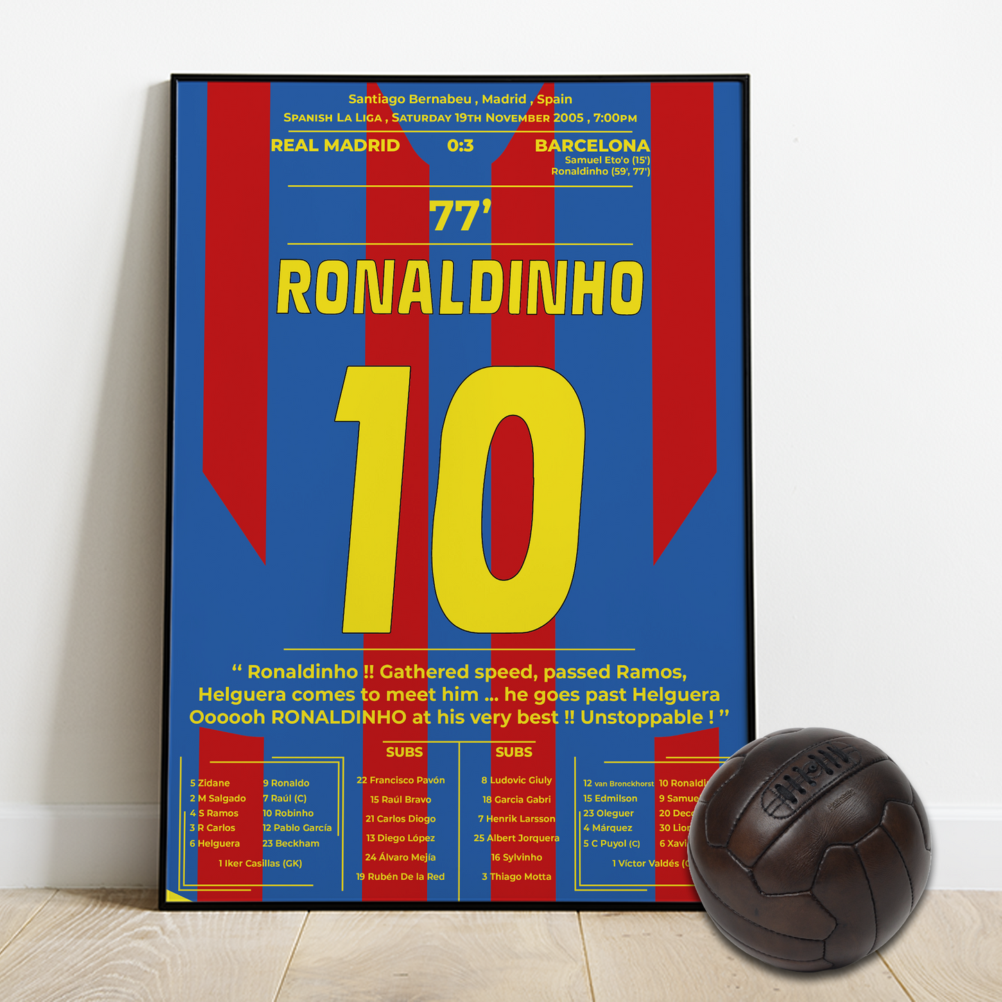 Ronaldinho's goal for Barcelona vs Madrid - La liga 2005