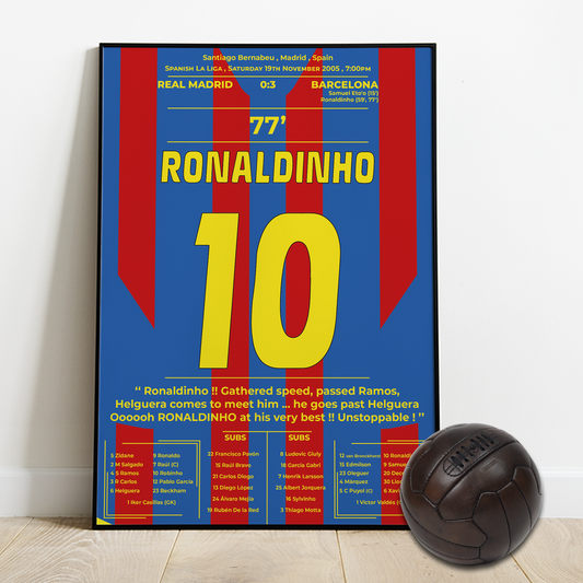 Ronaldinho's goal for Barcelona vs Madrid - La liga 2005