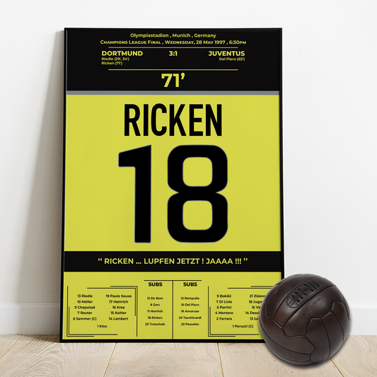 RICKEN's Goal for Dortmund vs Juventus - UCL final 1997