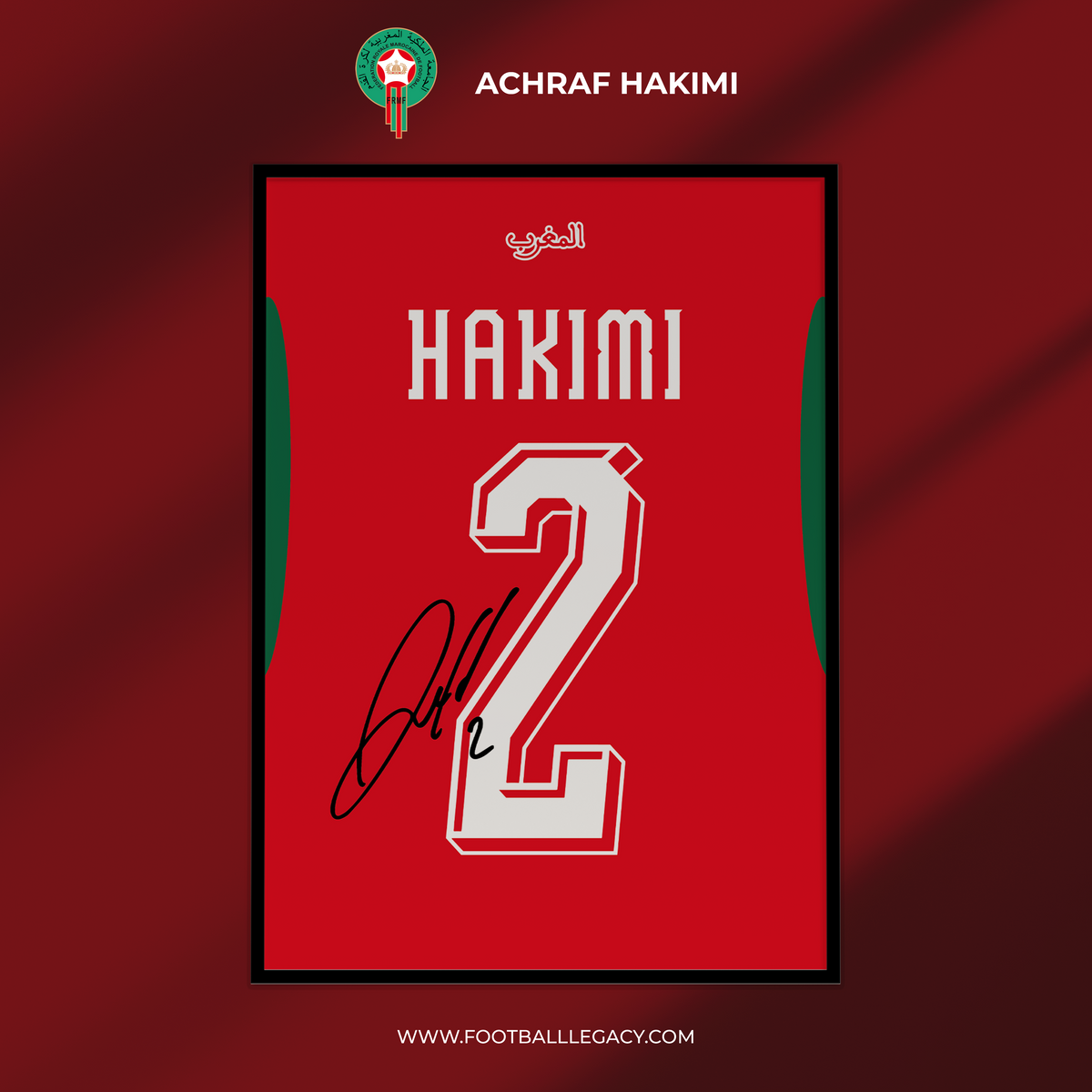 Achraf Hakimi Morocco 2026 Signed Frame