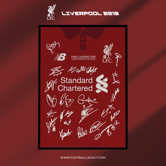 Liverpool FC UEFA Champions League Final 2019 Squad Signed Frame