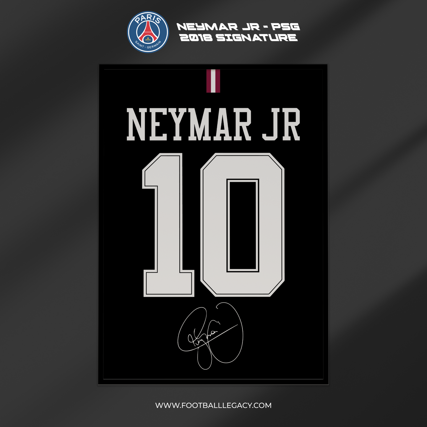 NEYMAR JR PSG 2018 Signed Frame