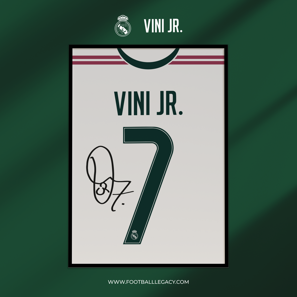 Vinícius Júnior Real Madrid 2026 Signed Frame
